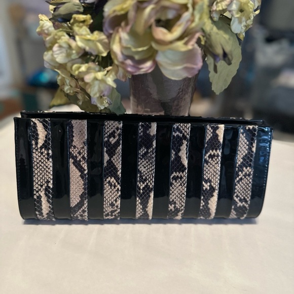 Giuseppe Zanotti Clutch Handbag Purse Black Crocodile Texture Authentic Rare - Picture 2 of 9